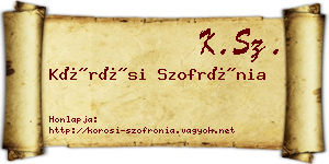 Kőrösi Szofrónia névjegykártya